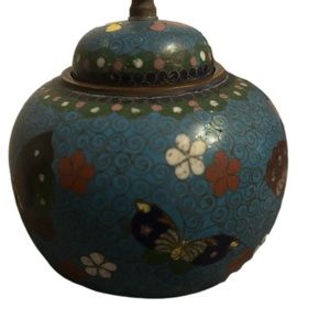 Antique Japanese cloisonné lidded jar.